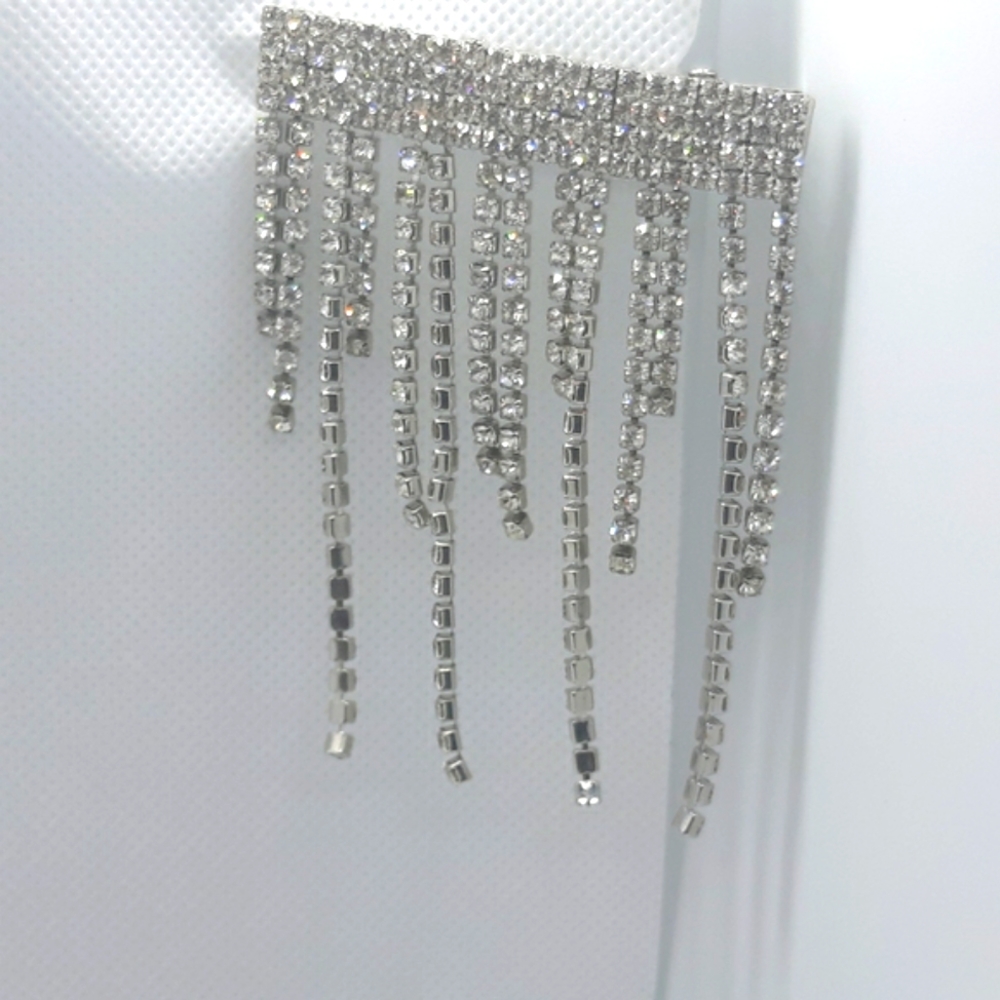 Set of 4 Dripping Rhinestone Hair Clips Silver
